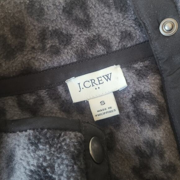 J Crew Quilted Button-Neck Sherpa Tunic Leopard Print Pullover Women's Size S - Picture 3 of 8